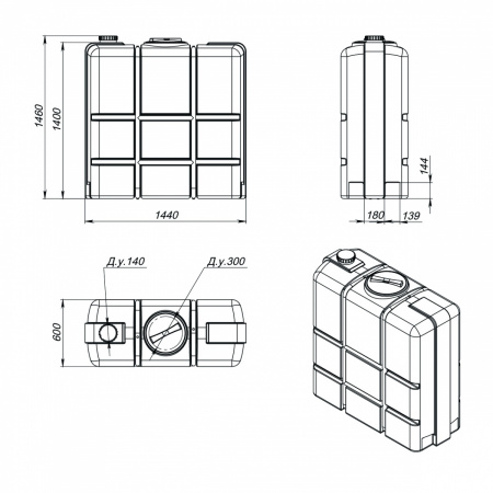 Емкость K 1000л белая в обрешетке (1440х1460х600)